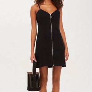 TOPSHOP Blk Denim Zip Dress